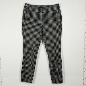 LOFT Marisa Black White Plaid Pants Women 0P Slim Ankle Stretch Workwear